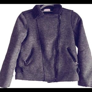 Agree2Disagree Girls Faux Shearling Biker Jacket Large